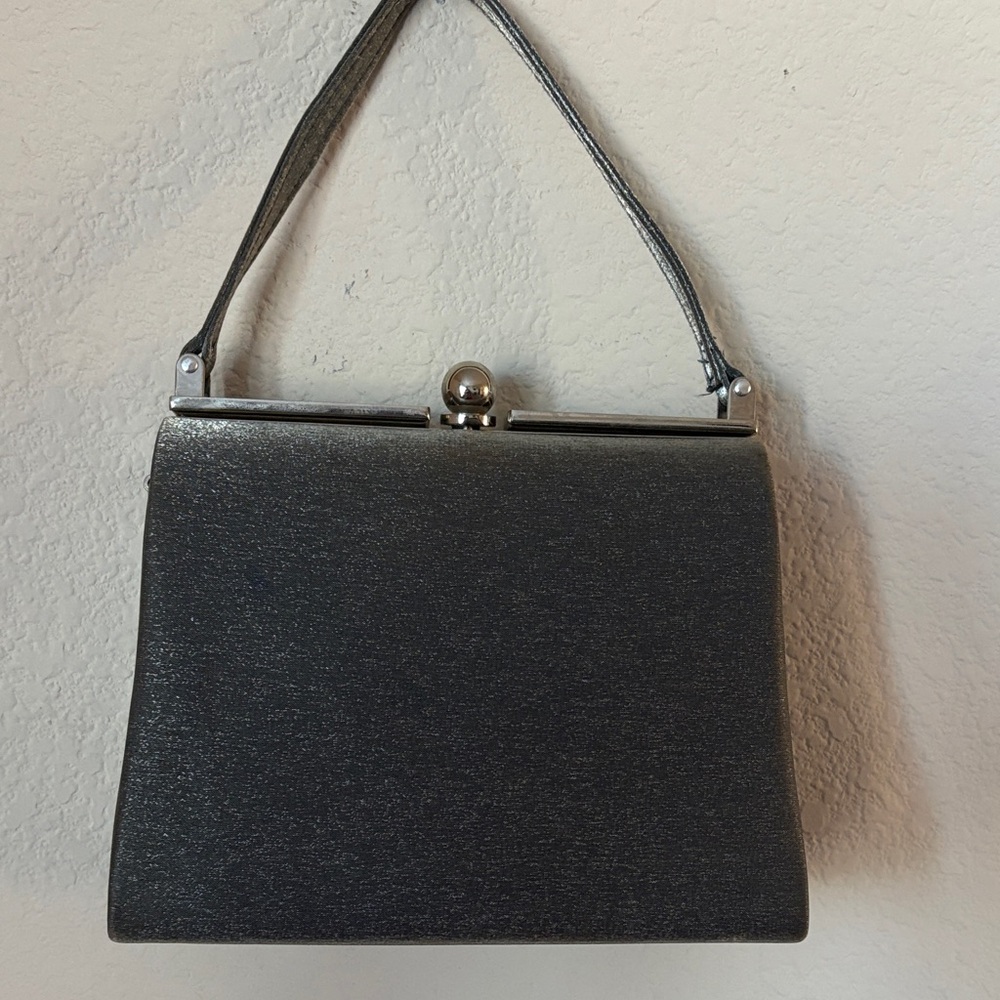 Chic Deep Silvery Clutch with Silver Accents